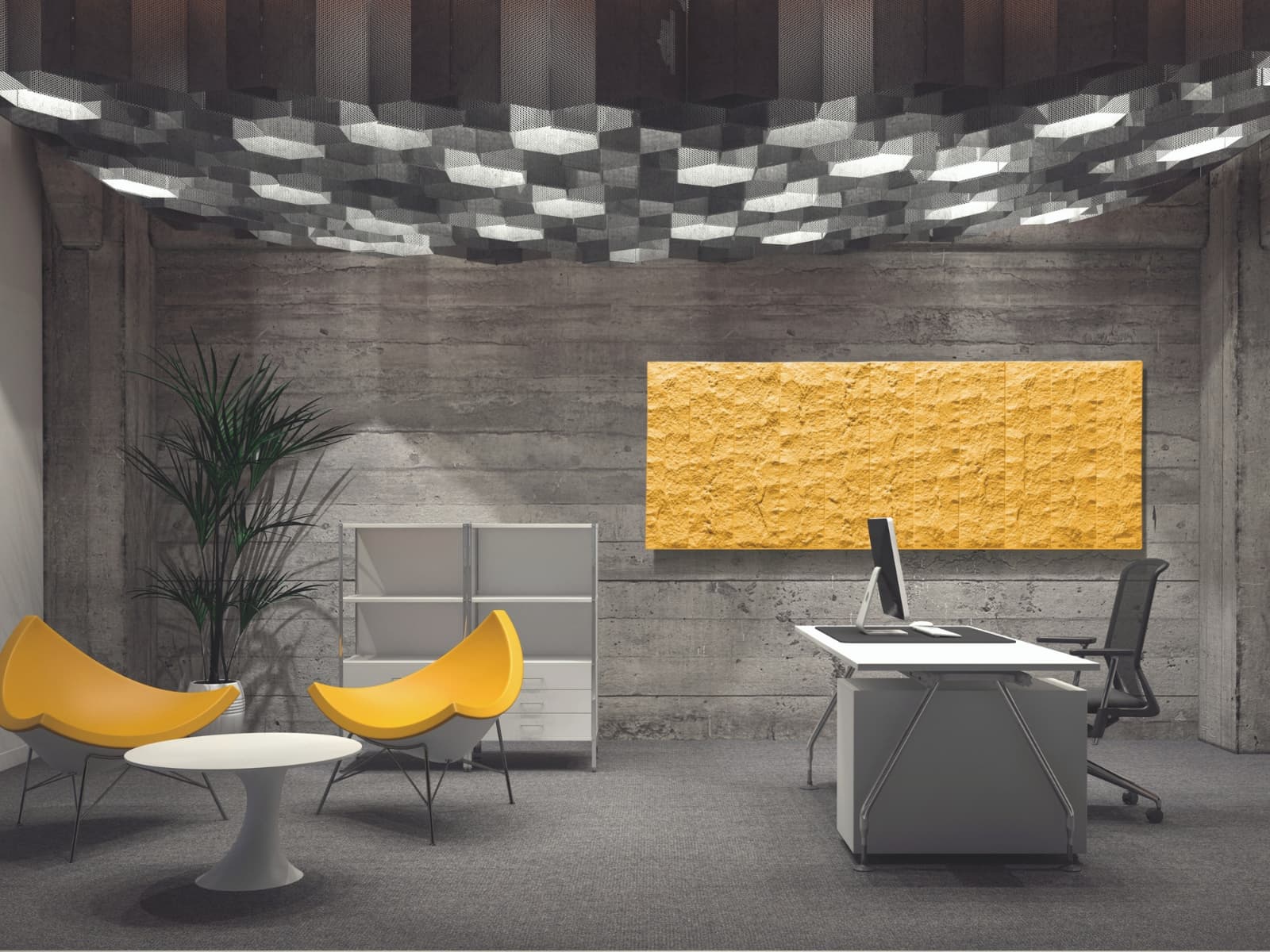 Pietra electric creative radiators make a functional feature in an office